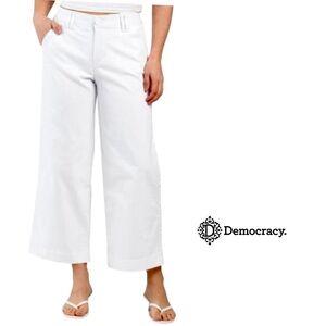 Democracy Ab Technology Optic White Wide-Leg Pants Size 14 Ankle Length Crop